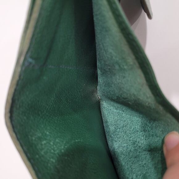 Il BISONTE Compact Bill Card Wallet Green Bifold Geniue Leather Made in Italy - Picture 9 of 14